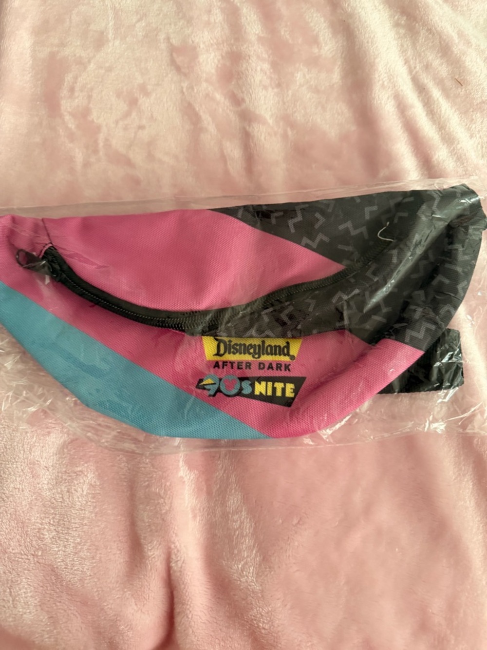 Disney After Dark Fanny Pack in Pink and Blue with Black Accents. 90’ style